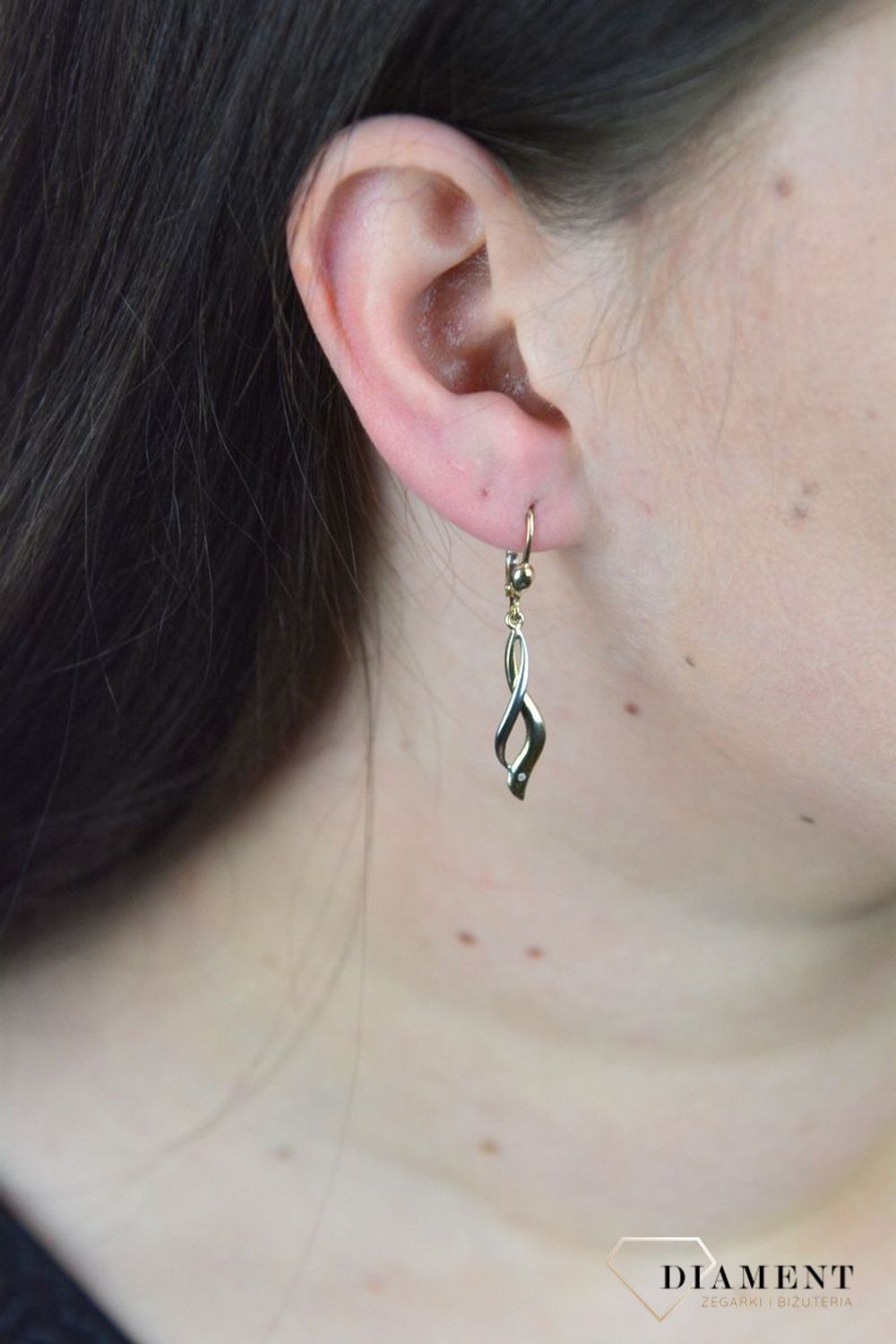 Złote kolczyki wiszące z dodatkiem białego złota KL 7424.jpg